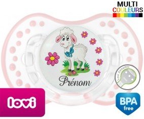 Mouton fleurs + prénom: Sucette LOVI Dynamic-su7.fr