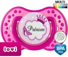 Couronne princesse et chaussure + prénom: Sucette LOVI Dynamic-su7.fr