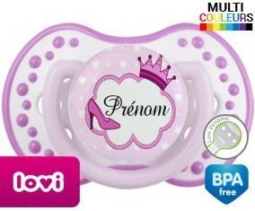 Couronne princesse et chaussure + prénom: Sucette LOVI Dynamic-su7.fr