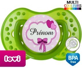 Princesse et noeud + prénom : Sucette LOVI Dynamic personnalisée