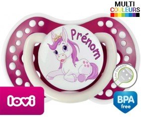 Licorne style2 + prénom: Sucette LOVI Dynamic-su7.fr