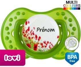 Coquelicot + prénom: Sucette LOVI Dynamic-su7.fr
