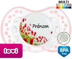 Coquelicot + prénom: Sucette LOVI Dynamic-su7.fr