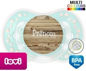 Motif bois + prénom: Sucette LOVI Dynamic-su7.fr