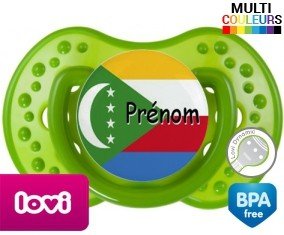 Drapeau comores + prénom : Sucette LOVI Dynamic personnalisée