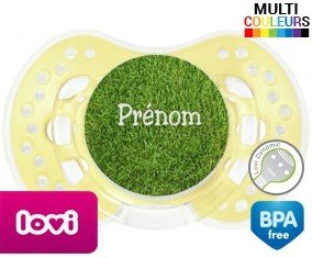 Motif pelouse + prénom: Sucette LOVI Dynamic-su7.fr