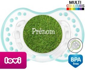 Motif pelouse + prénom: Sucette LOVI Dynamic-su7.fr