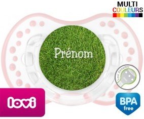 Motif pelouse + prénom: Sucette LOVI Dynamic-su7.fr