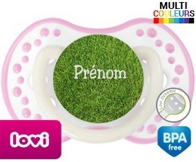 Motif pelouse + prénom: Sucette LOVI Dynamic-su7.fr