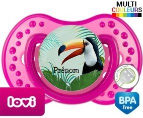 Toucan tropical + prénom: Sucette LOVI Dynamic-su7.fr