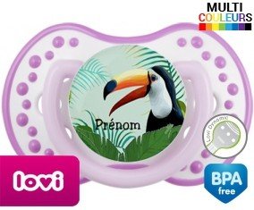 Toucan tropical + prénom: Sucette LOVI Dynamic-su7.fr
