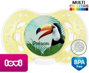 Toucan tropical + prénom: Sucette LOVI Dynamic-su7.fr