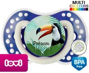 Toucan tropical + prénom: Sucette LOVI Dynamic-su7.fr