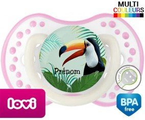 Toucan tropical + prénom: Sucette LOVI Dynamic-su7.fr