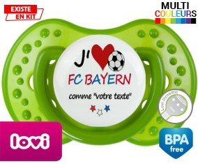 Tetine J'aime fc bayern + prénom embout LOVI Dynamic personnalisée