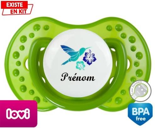 Oiseau et fleur (garçon) + prénom: Sucette LOVI Dynamic-su7.fr