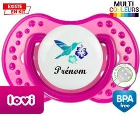 Oiseau et fleur (garçon) + prénom: Sucette LOVI Dynamic-su7.fr