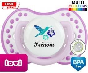 Oiseau et fleur (garçon) + prénom: Sucette LOVI Dynamic-su7.fr