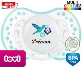 Oiseau et fleur (garçon) + prénom: Sucette LOVI Dynamic-su7.fr