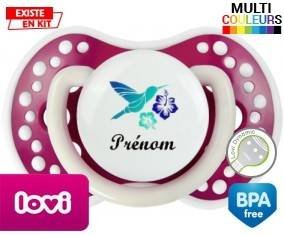 Oiseau et fleur (garçon) + prénom: Sucette LOVI Dynamic-su7.fr