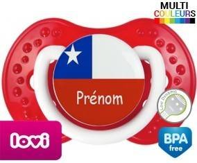 Drapeau chili + prénom: Sucette LOVI Dynamic-su7.fr