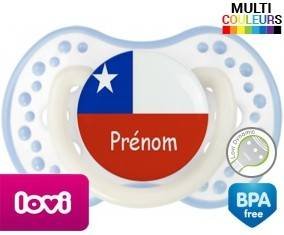 Drapeau chili + prénom: Sucette LOVI Dynamic-su7.fr