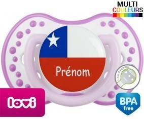 Drapeau chili + prénom: Sucette LOVI Dynamic-su7.fr