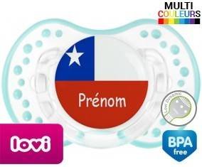 Drapeau chili + prénom: Sucette LOVI Dynamic-su7.fr