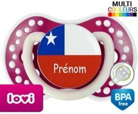 Drapeau chili + prénom: Sucette LOVI Dynamic-su7.fr