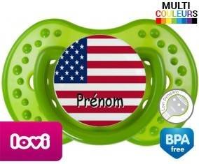 Drapeau etats unis + prénom: Sucette LOVI Dynamic-su7.fr