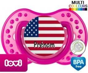 Drapeau etats unis + prénom: Sucette LOVI Dynamic-su7.fr