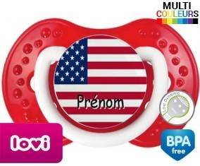 Drapeau etats unis + prénom: Sucette LOVI Dynamic-su7.fr