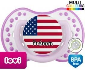 Drapeau etats unis + prénom: Sucette LOVI Dynamic-su7.fr