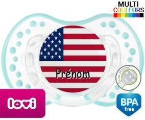 Drapeau etats unis + prénom: Sucette LOVI Dynamic-su7.fr