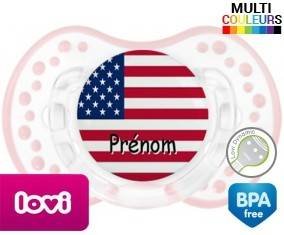 Drapeau etats unis + prénom: Sucette LOVI Dynamic-su7.fr