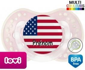 Drapeau etats unis + prénom: Sucette LOVI Dynamic-su7.fr