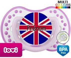 Drapeau angleterre + prénom: Sucette LOVI Dynamic-su7.fr