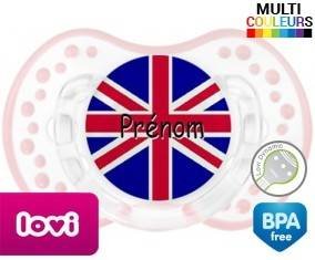 Drapeau angleterre + prénom: Sucette LOVI Dynamic-su7.fr