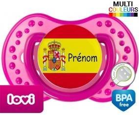 Drapeau espagne + prénom: Sucette LOVI Dynamic-su7.fr