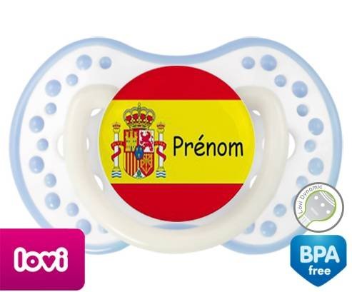 Drapeau espagne + prénom: Sucette LOVI Dynamic-su7.fr