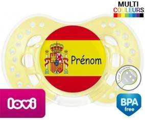 Drapeau espagne + prénom: Sucette LOVI Dynamic-su7.fr