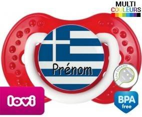 Drapeau grèce + prénom: Sucette LOVI Dynamic-su7.fr