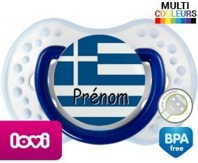 Drapeau grèce + prénom: Sucette LOVI Dynamic-su7.fr