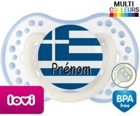 Drapeau grèce + prénom: Sucette LOVI Dynamic-su7.fr