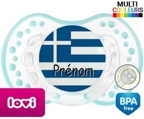 Drapeau grèce + prénom: Sucette LOVI Dynamic-su7.fr