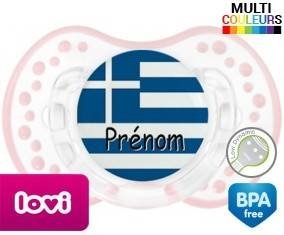 Drapeau grèce + prénom: Sucette LOVI Dynamic-su7.fr