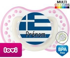 Drapeau grèce + prénom: Sucette LOVI Dynamic-su7.fr