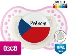 Drapeau république tchèque + prénom: Sucette LOVI Dynamic-su7.fr