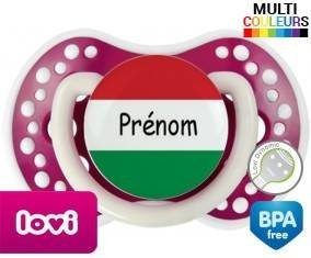 Drapeau hongrie + prénom: Sucette LOVI Dynamic-su7.fr