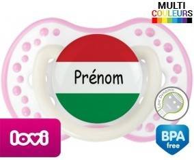 Drapeau hongrie + prénom: Sucette LOVI Dynamic-su7.fr